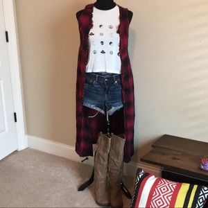 Button front plaid midi dress